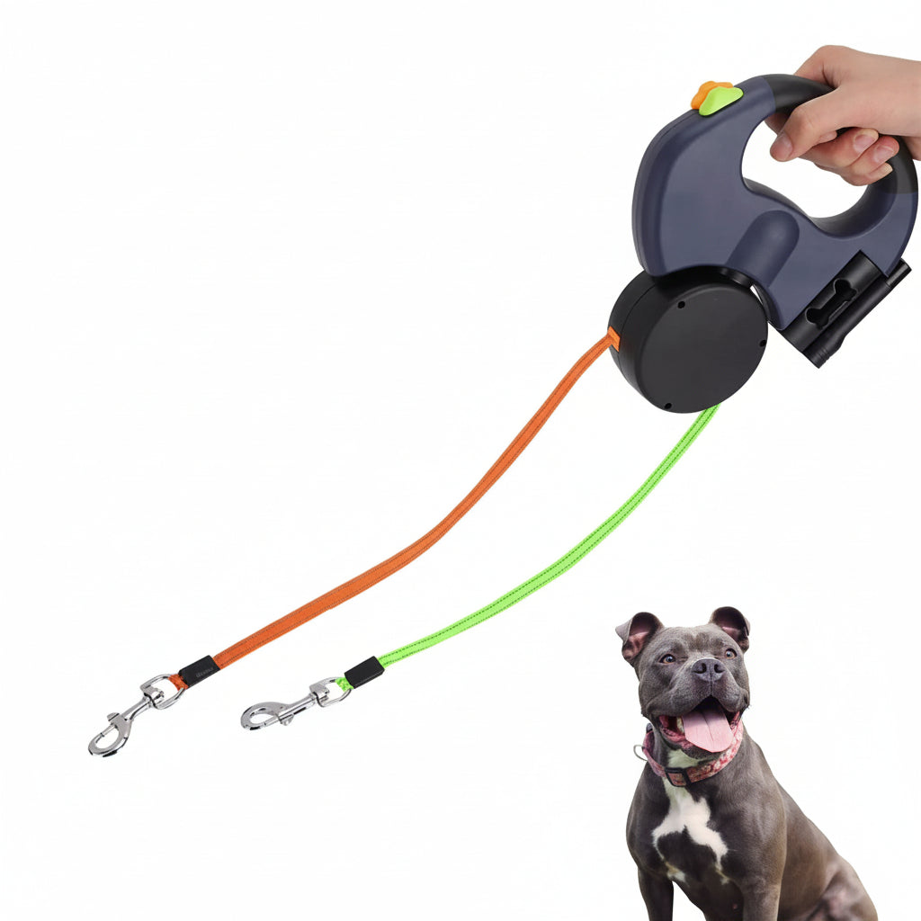 Dog Leash Dual Retractable Tangle Free