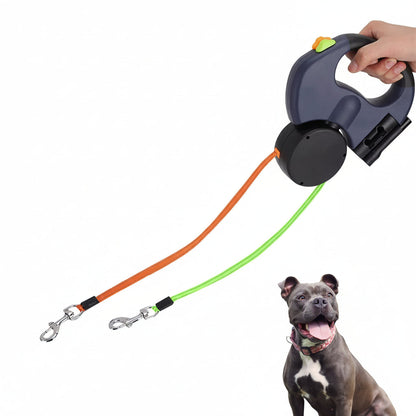 Dog Leash Dual Retractable Tangle Free