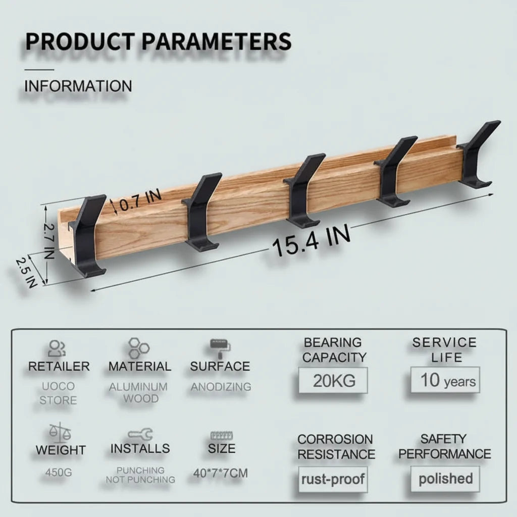 Wall Coat Rack Scandinavian Wood Hook