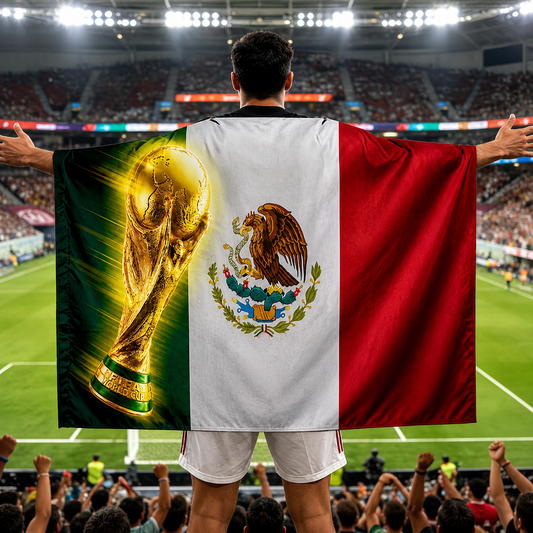 Cape Mexico Soccer Fan Banner Wearable Flag