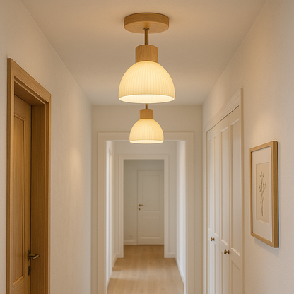 Ailse Ceiling Lamp Natural Wood & Glass