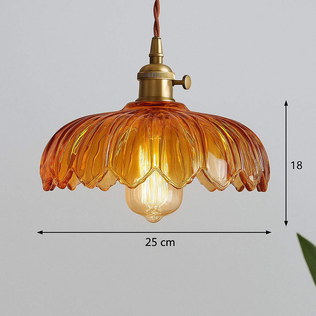 Vintage Flower Pendant Lamp Coloured Glass