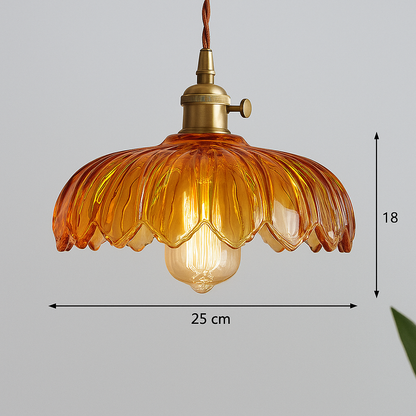 Vintage Flower Pendant Lamp Coloured Glass