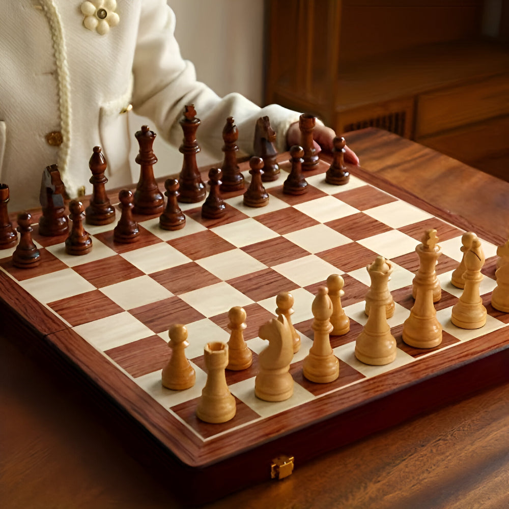 Chess Set Wooden Board Classic Game Pieces
