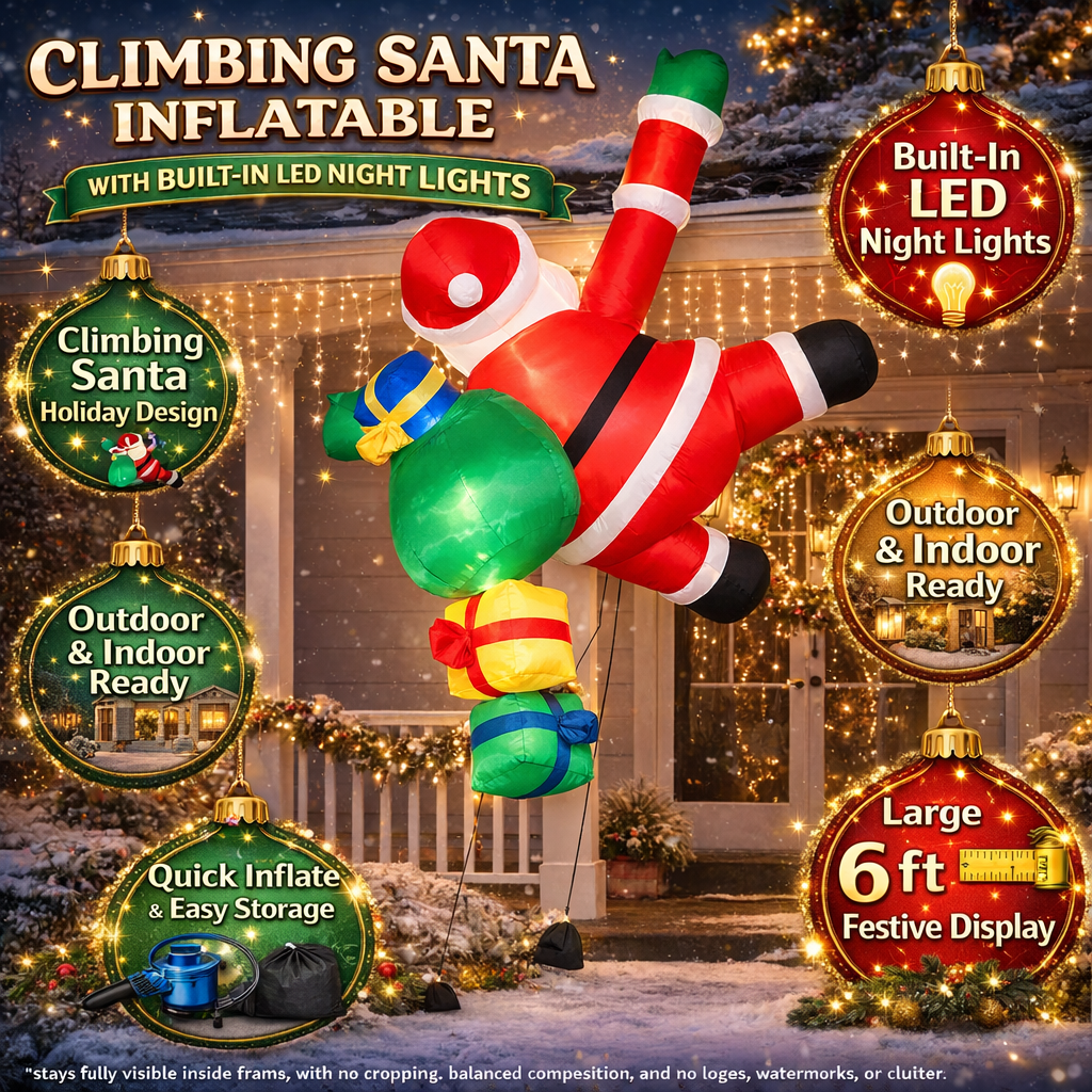 Christmas Inflatable Climbing Santa LED