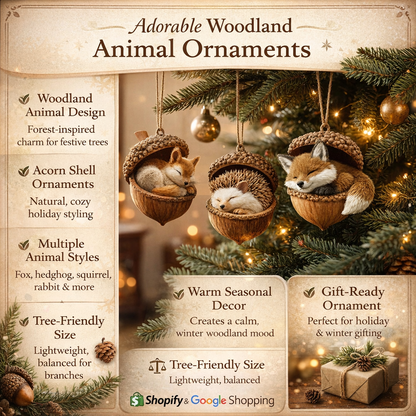 Christmas Ornaments Woodland Animal Acorn