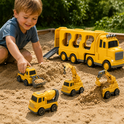 Construction Truck Toy Set Carrier Car Playset Cargo