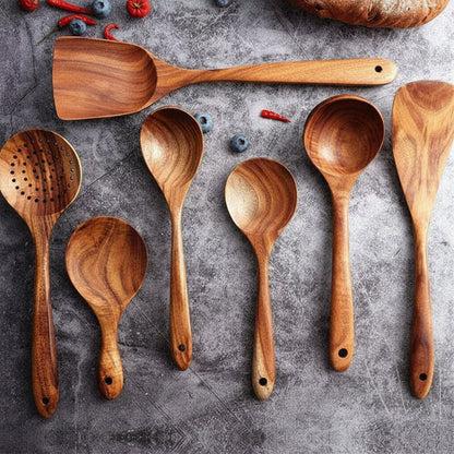Cooking Utensils Wooden Set Handmade Non