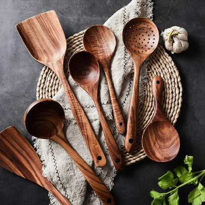 Cooking Utensils Wooden Set Handmade Non