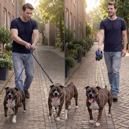 Dog Leash Dual Retractable Tangle Free