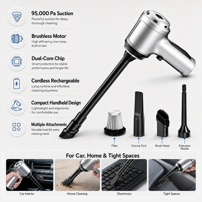 Cordless Car Vacuum Portable Handheld Compact Design