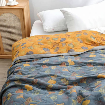 Reversible Throw Blanket Elegant Leaf