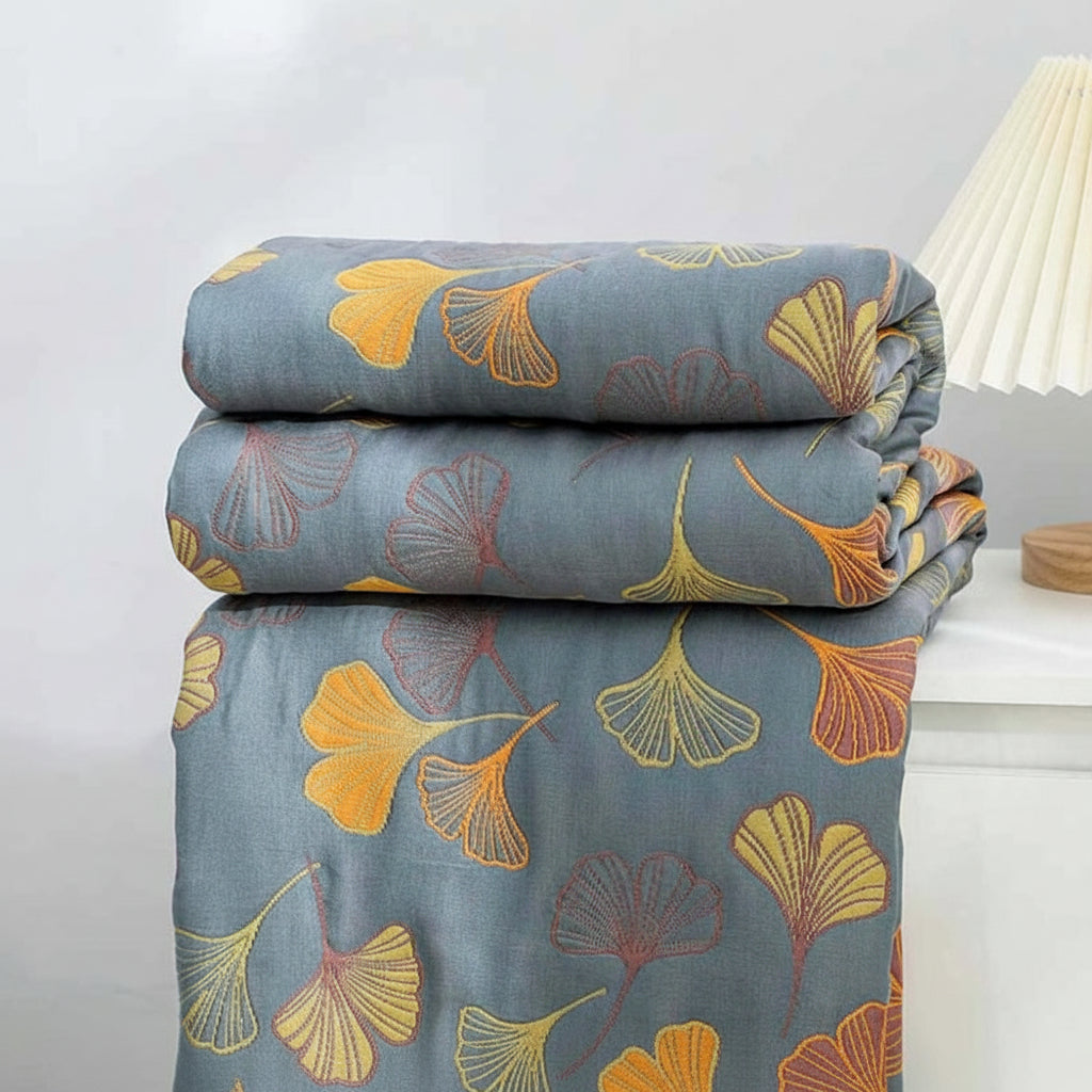 Reversible Throw Blanket Elegant Leaf