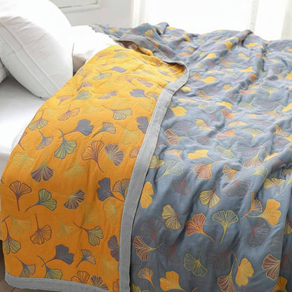 Reversible Throw Blanket Elegant Leaf