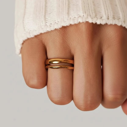 Gold Stacking Ring Minimalist Stainless
