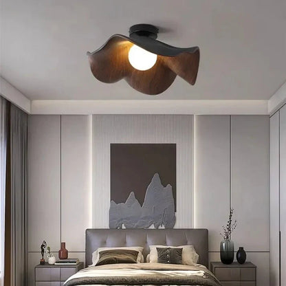Scandinavian Wooden Lotus Ceiling Light
