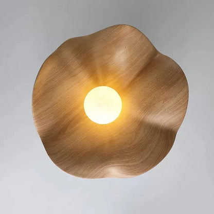 Scandinavian Wooden Lotus Ceiling Light