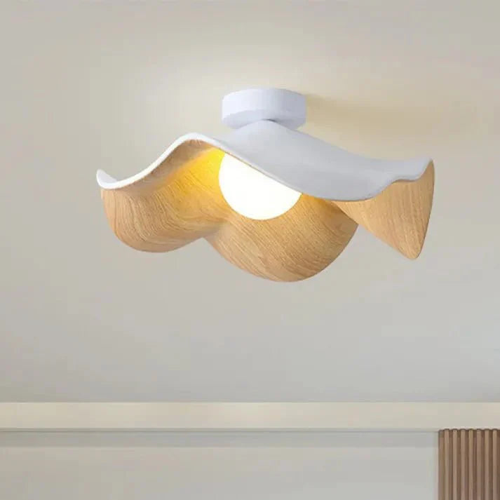 Scandinavian Wooden Lotus Ceiling Light