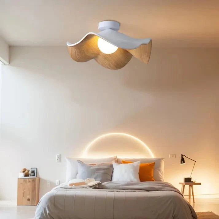 Scandinavian Wooden Lotus Ceiling Light