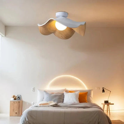 Scandinavian Wooden Lotus Ceiling Light