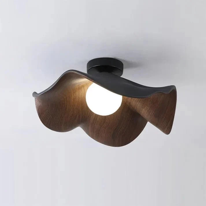 Scandinavian Wooden Lotus Ceiling Light