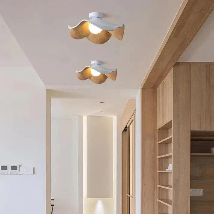 Scandinavian Wooden Lotus Ceiling Light