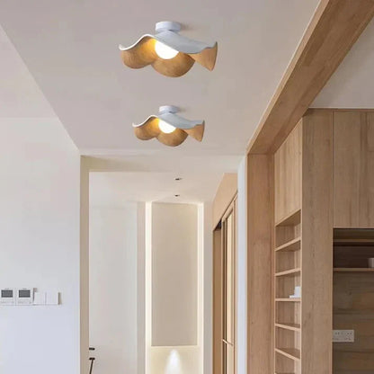 Scandinavian Wooden Lotus Ceiling Light