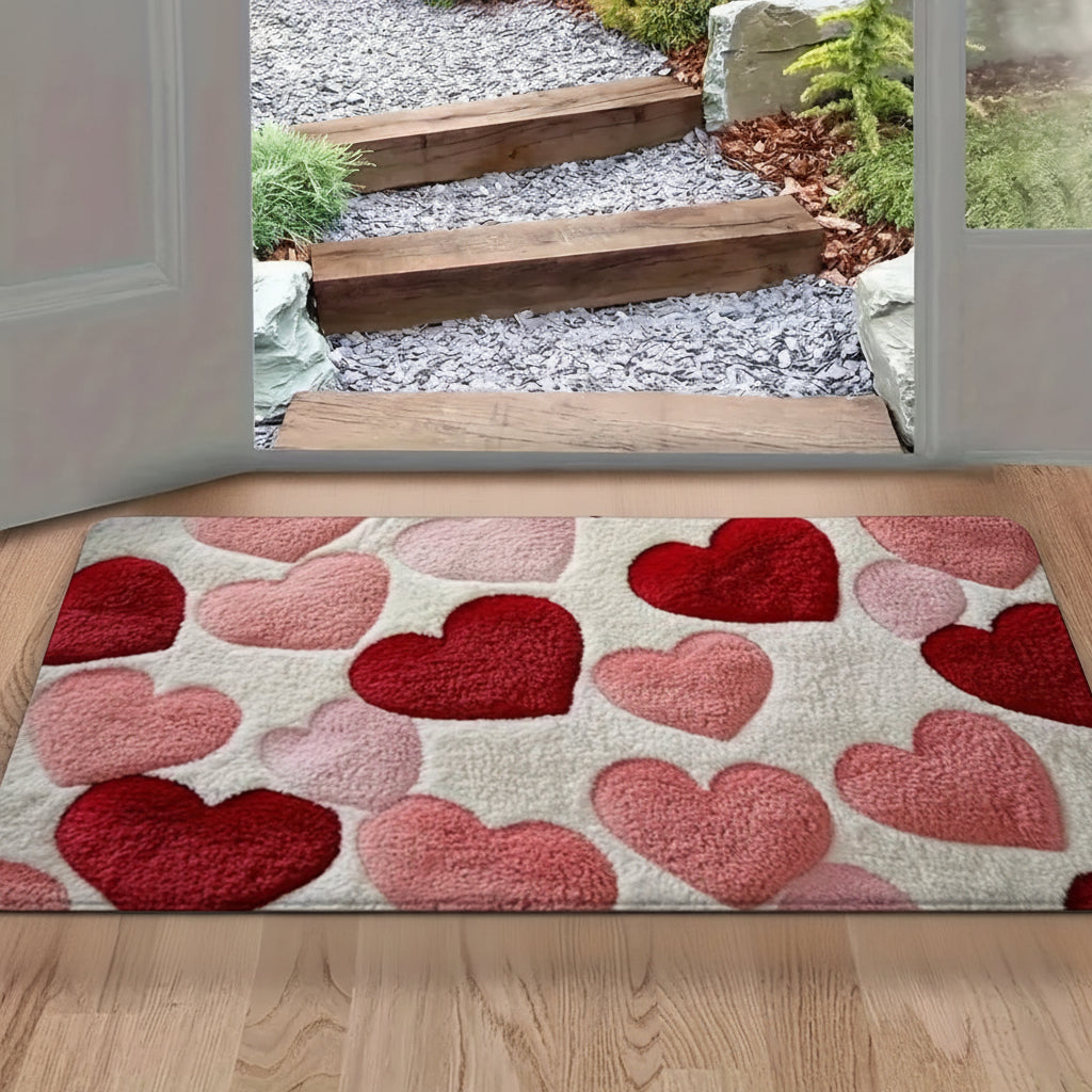Doormat Heart Pattern Non Slip Polyester