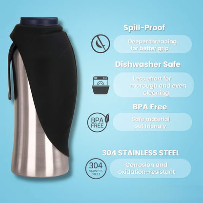 Dog Water Bottle Stainless Steel Travel