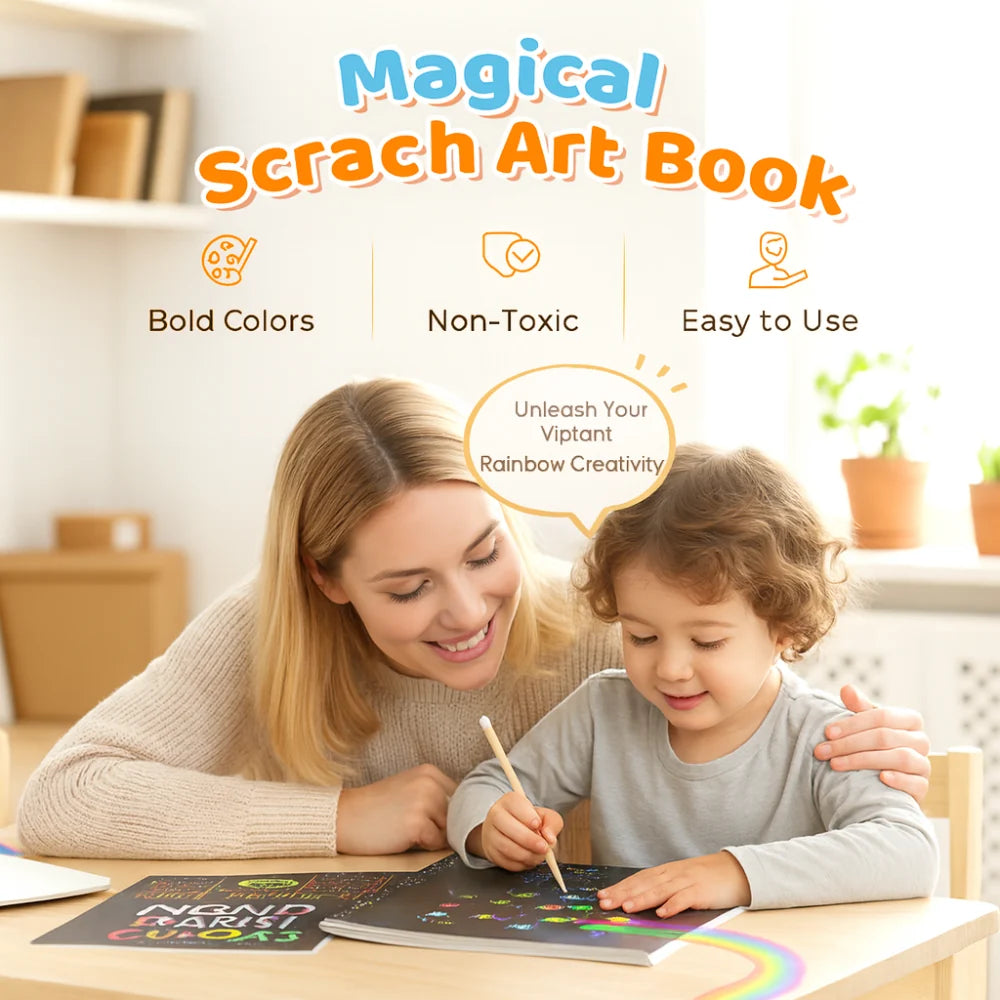 Drawing Paper Scratch Art Rainbow Craft Set