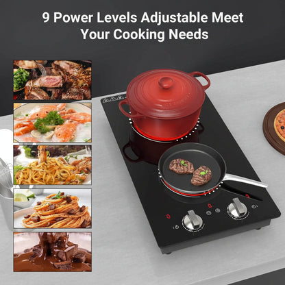 Electric Cooktop Double Burner Portable Knob