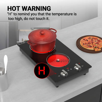 Electric Cooktop Double Burner Portable Knob