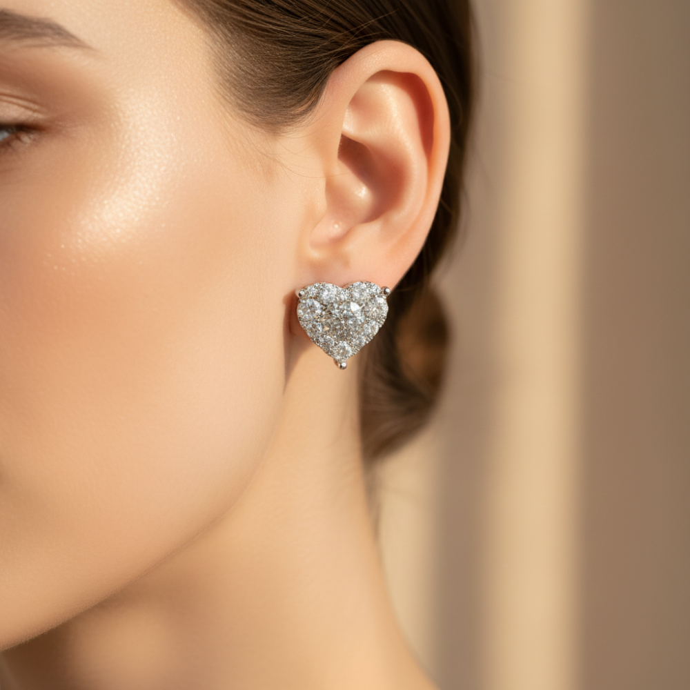 Earrings Mothers Day Gift Heart Crystal Stud