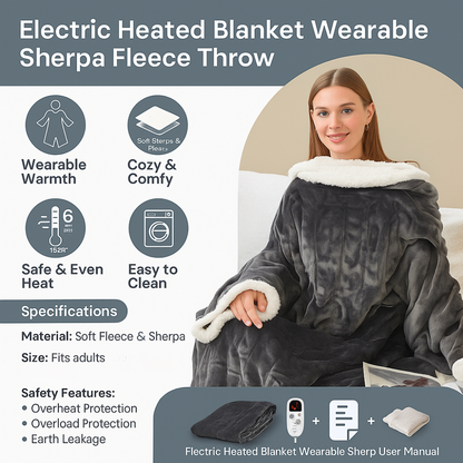 Winter Heated Blanket Wearable Electric