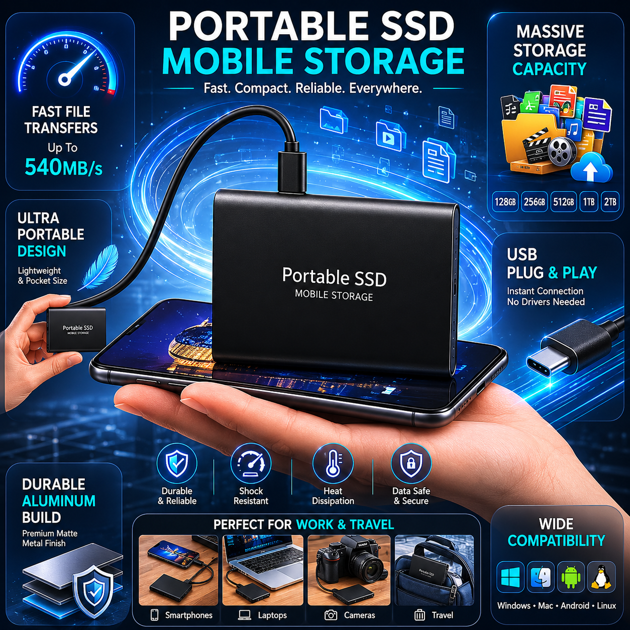 External SSD Portable Mobile Storage Device