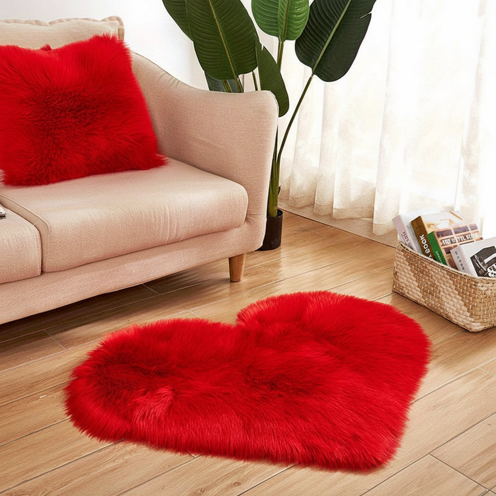 Area Rug Heart Shaped Plush Acrylic Indoor