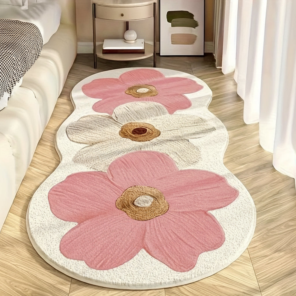 Area Rug Floral Irregular Soft Bedroom Floor