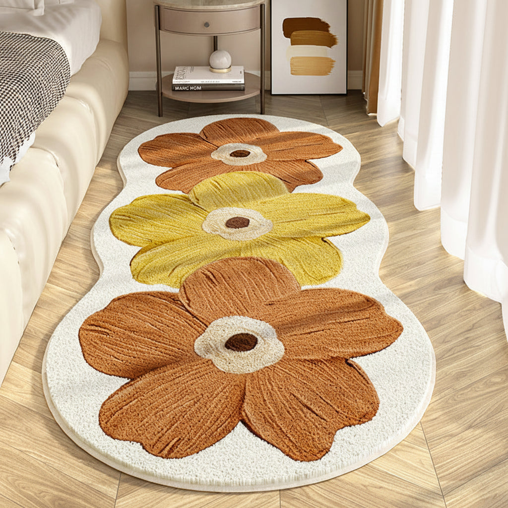 Area Rug Floral Irregular Soft Bedroom Floor