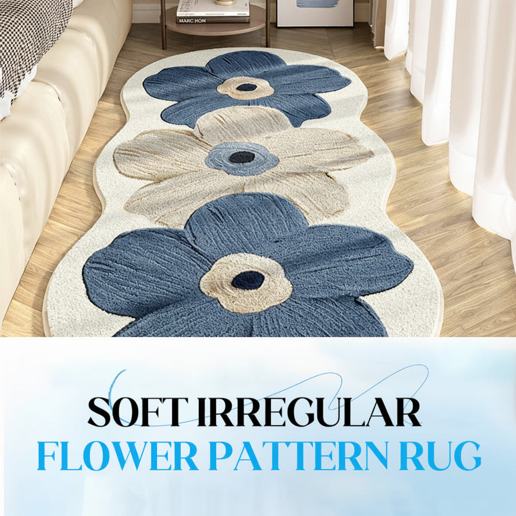 Area Rug Floral Irregular Soft Bedroom Floor