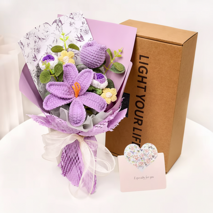 Flower Bouquet Knitted Tulip Home Display