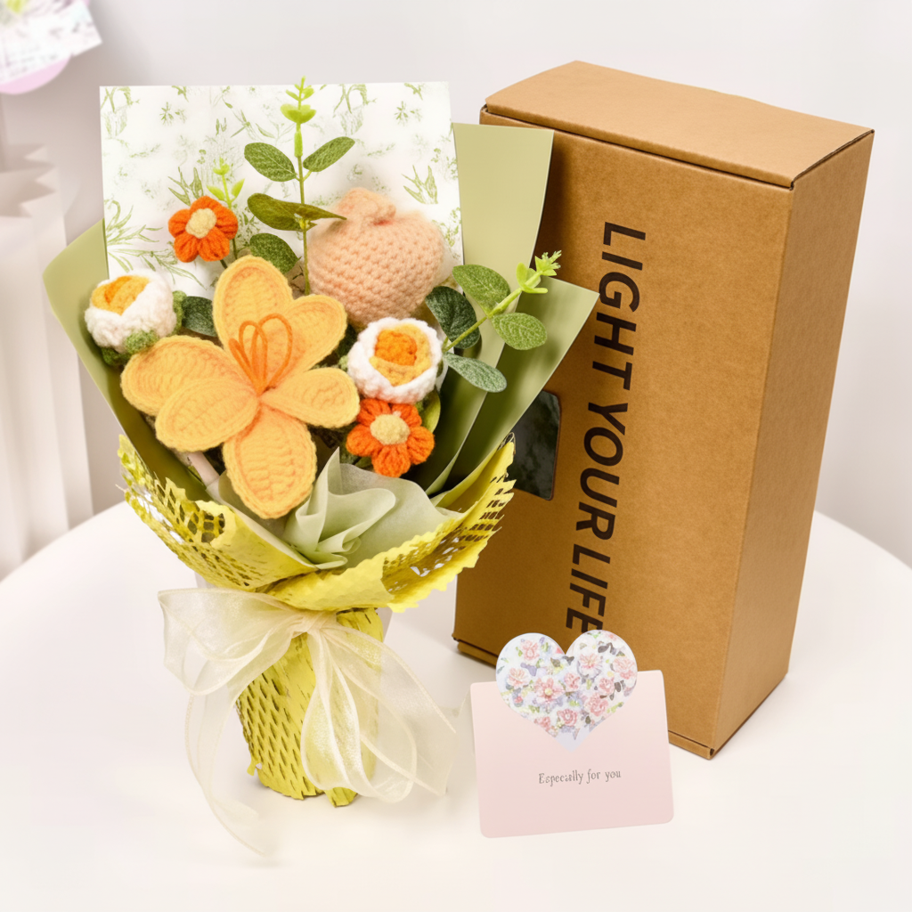 Flower Bouquet Knitted Tulip Home Display