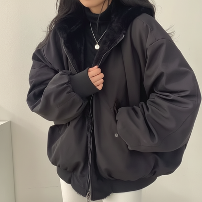 Winter Jacket Women Shearling Lined Zipper