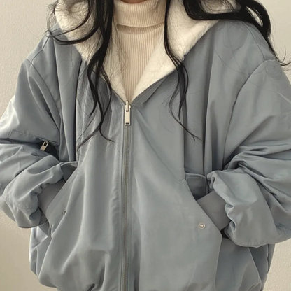 Winter Jacket Women Shearling Lined Zipper