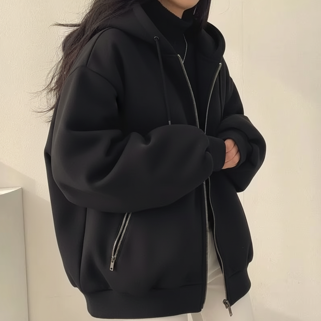 Winter Jacket Women Shearling Lined Zipper