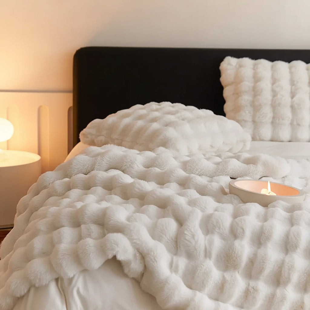 Throw Blanket Faux Fur Plush Soft Cozy