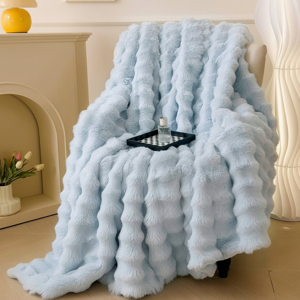 Throw Blanket Faux Fur Plush Soft Cozy