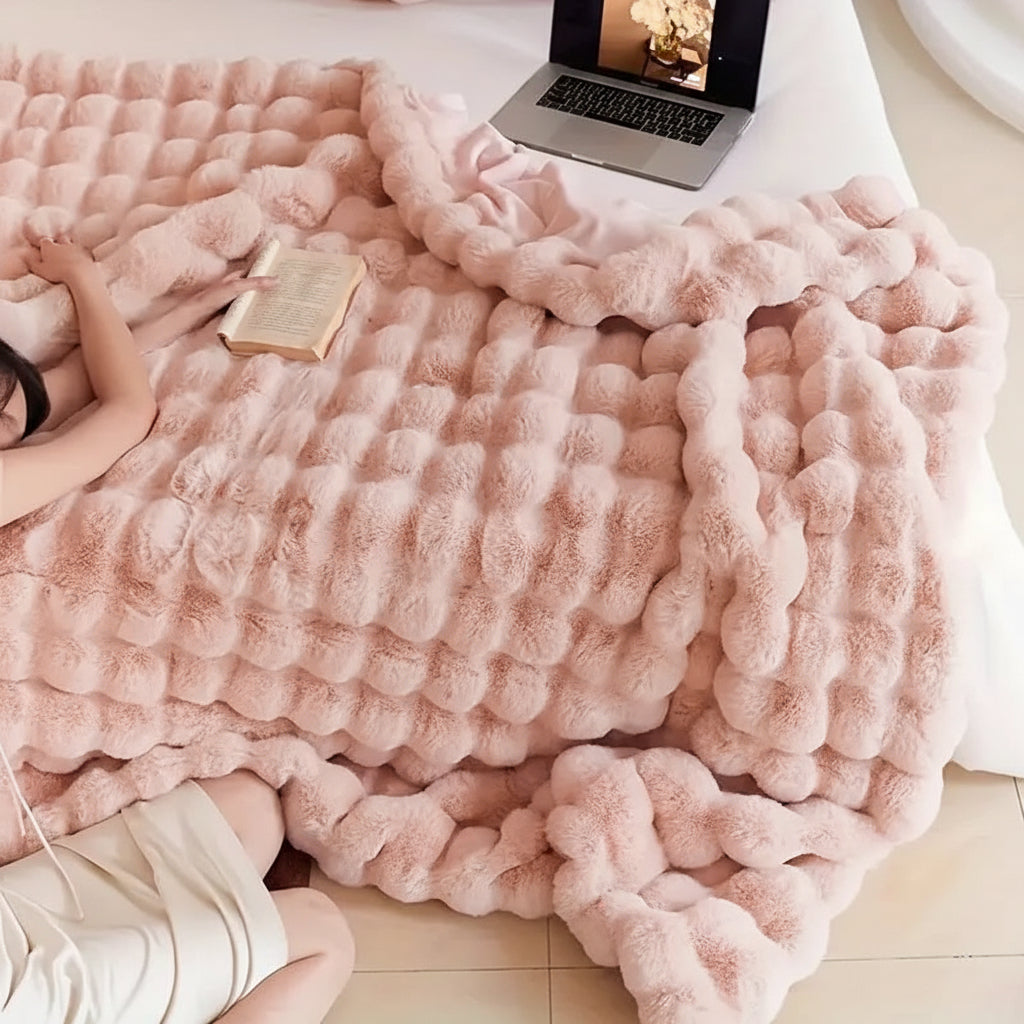 Throw Blanket Faux Fur Plush Soft Cozy