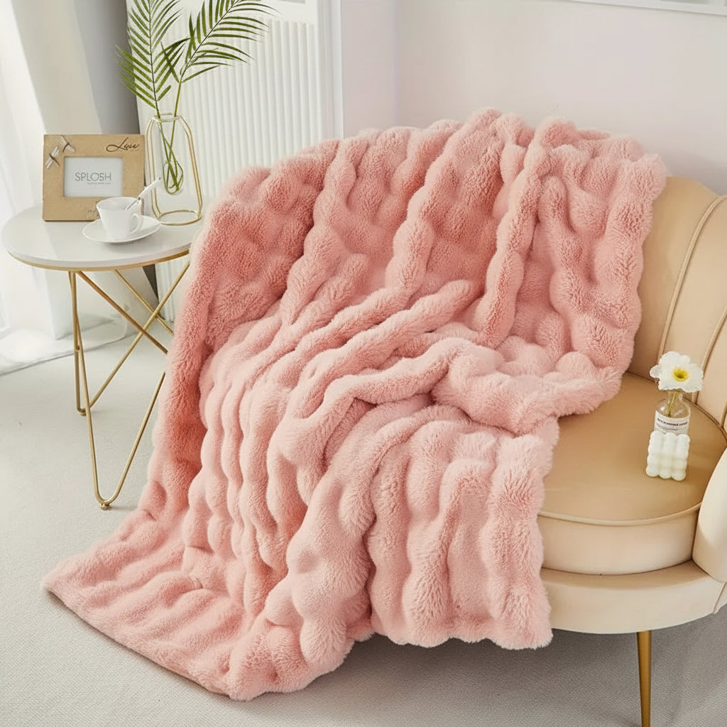 Throw Blanket Faux Fur Plush Soft Cozy