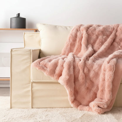 Throw Blanket Faux Fur Plush Soft Cozy