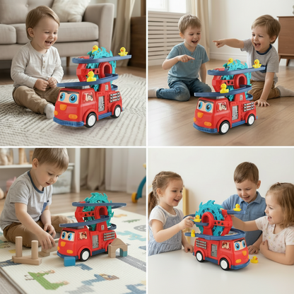 Fire Truck Toy Duck Slide Track Lights